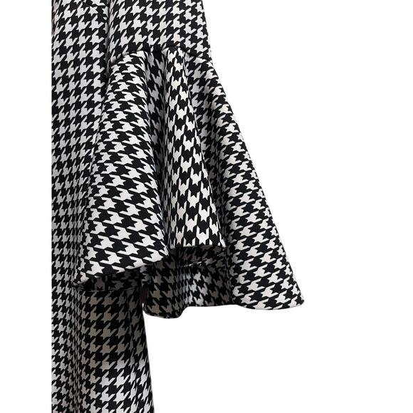 Likely Size 2 Black and White Houndstooth Long Sleeve Midi Dress - Picture 6 of 8